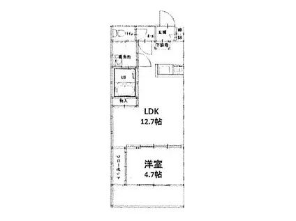 TKアンバーコート浜寺Ⅲ(1LDK/3階)の間取り写真
