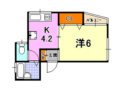 ハイツ中山手(1K/1階)の間取り写真