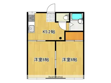 ハイツオサダ(2K/1階)の間取り写真