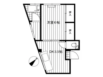 竹中ビル(1DK/3階)の間取り写真