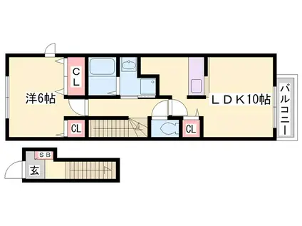 アルモニ―NAO(1LDK/2階)の間取り写真