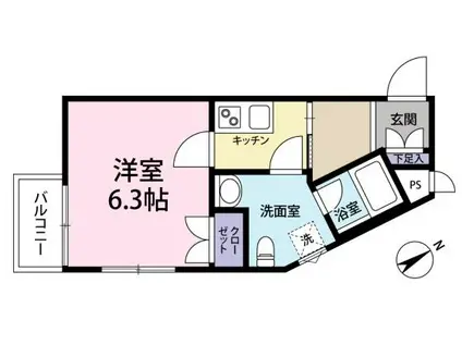 VIALE赤迫(1K/2階)の間取り写真