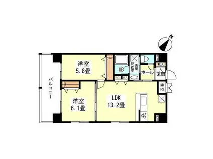 エーエス日暮里(2LDK/5階)の間取り写真