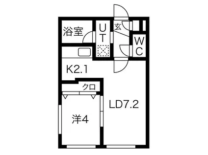 シャンブル西町(1LDK/2階)の間取り写真