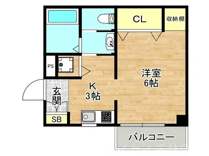 エクセレント天神橋(1K/5階)の間取り写真