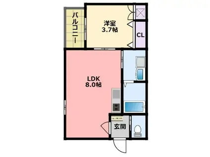 メゾンプラーナ笠屋(1LDK/1階)の間取り写真