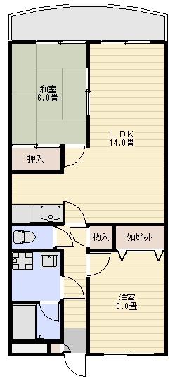 ドミール三川III(2LDK/2階)の間取り写真