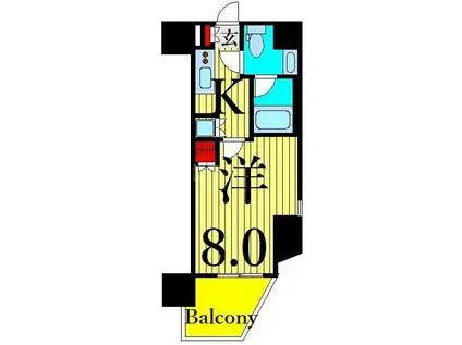 ライジングプレイス南千住(1K/2階)の間取り写真