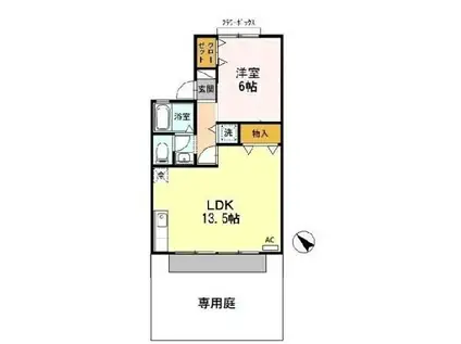 アネックス旭(1LDK/1階)の間取り写真