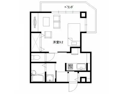 シャトレ川新(1K/1階)の間取り写真