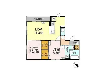 GRASS FIELDS SERENA VI(2LDK/2階)の間取り写真