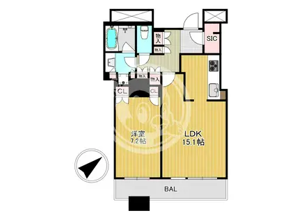 THE KITAHAMA(1LDK/22階)の間取り写真