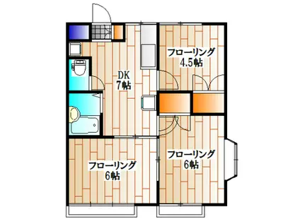 ドゥヌールブラン(3DK/2階)の間取り写真