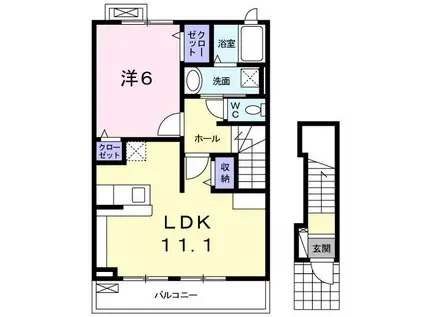 ドゥ・グラース(1LDK/2階)の間取り写真