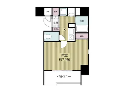 アーバンフラッツ難波東(1K/12階)の間取り写真