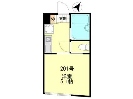 KKハウス金町(1K/2階)の間取り写真