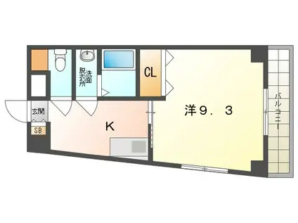 トゥールドゥール(1K/2階)の間取り写真