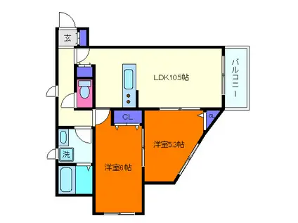 サンビルダープラス高羽ガーデン(2LDK/1階)の間取り写真