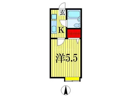 ピュアコート松江(1K/1階)の間取り写真