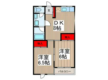 サンハイム芝 A棟(2DK/3階)の間取り写真
