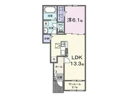 オプス多肥 弐(1LDK/1階)の間取り写真