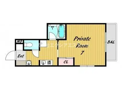 ラ・リッシュ北梅田(1K/2階)の間取り写真