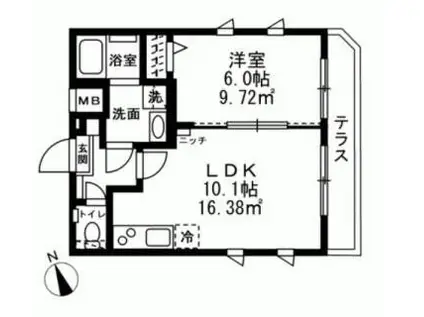 モン・シャトー新高円寺新館(1LDK/2階)の間取り写真