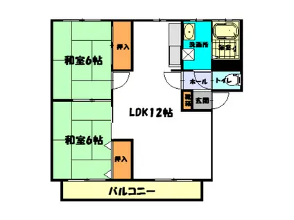 メルヴィル(2LDK/2階)の間取り写真