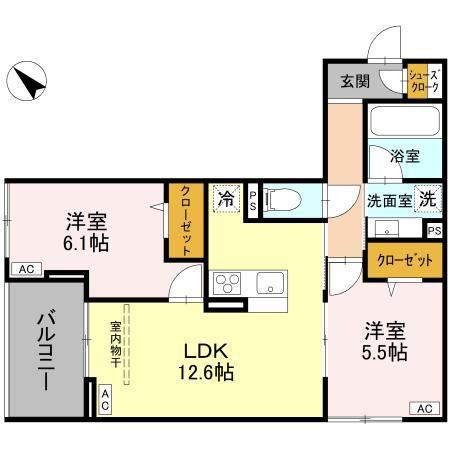 NOBLE VILLA浦和美園(2LDK/3階)の間取り写真
