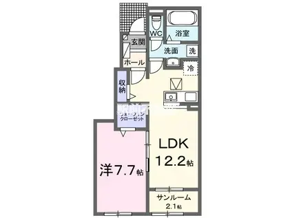 ヴィア ラッテアVI(1LDK/1階)の間取り写真
