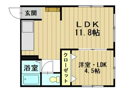 ウッディビリーフ(1LDK/2階)の間取り写真