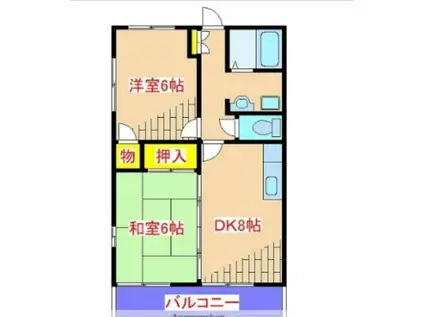 グリーンヒルズA棟(2DK/2階)の間取り写真