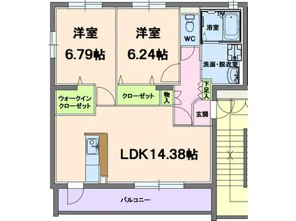 メルベイユ(2LDK/1階)の間取り写真