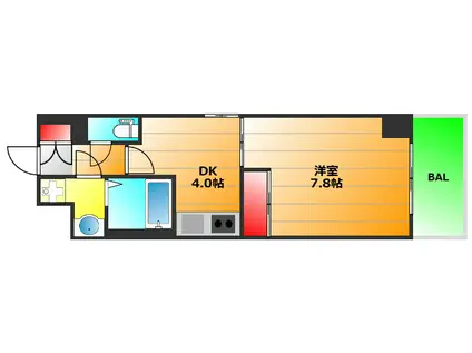 コンフォートレジデンス御堂筋本町(1DK/5階)の間取り写真