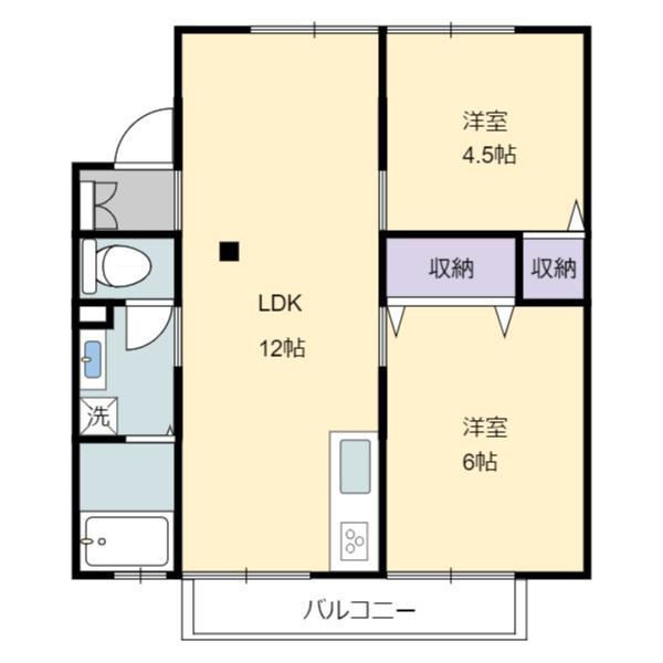 リージェントパーク乙島 A棟(2LDK/2階)の間取り写真