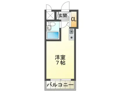 ベルウエスト(1K/4階)の間取り写真