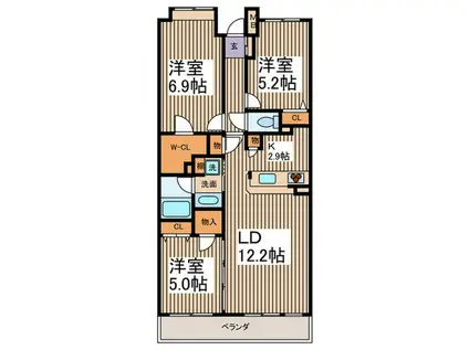 ミレニアムコート青葉台(3LDK/4階)の間取り写真