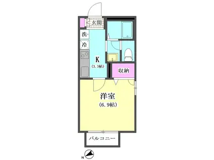 シェソワ山王(1K/2階)の間取り写真