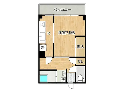 中峰マンション(1K/6階)の間取り写真