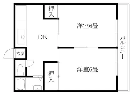 リータスII(2DK/2階)の間取り写真
