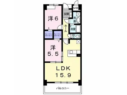 クレアーレ(2LDK/6階)の間取り写真