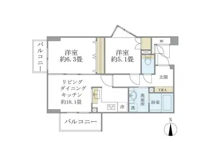 KDXレジデンス杉並方南町(2LDK/2階)の間取り写真