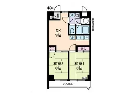 滝野川フラワーハイツ(2DK/4階)の間取り写真