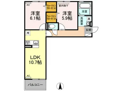 チェリーブロッソム E棟(2LDK/3階)の間取り写真