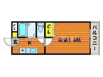 アルスアイパワー(1K/2階)の間取り写真