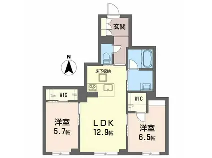 ベレオガーデンズ北方(2LDK/1階)の間取り写真