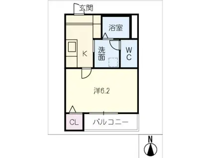 リブラス南荒子(1K/2階)の間取り写真
