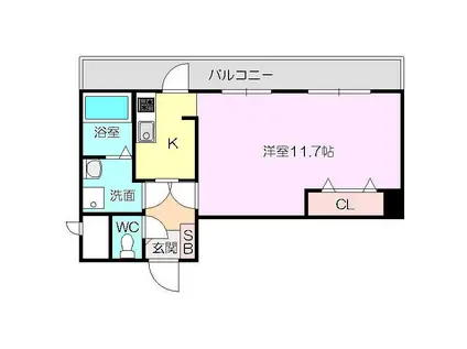 ベルサージュ(1K/4階)の間取り写真