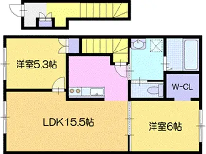 ATEENA OASA B(2LDK/2階)の間取り写真