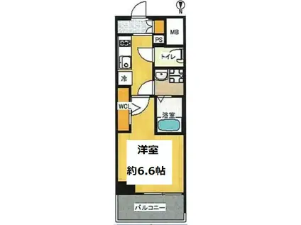 ファーストフィオーレ難波南パークサイド(1K/4階)の間取り写真
